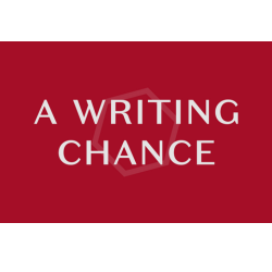 A logo with the text 'A Writing Chance' in white writing on a red background