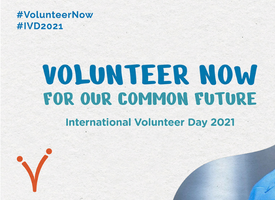 United Nations' International Volunteer Day 2021 thumbnail.
