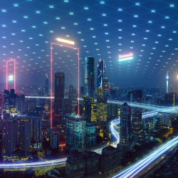 a stock image of a digitized city scape