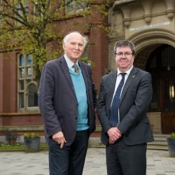 Sir Vince Cable and Professor Andy Long pictured outside Northumbria University