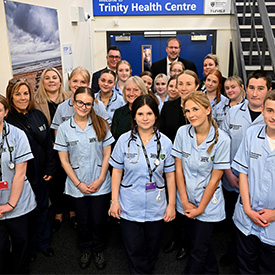 Bede Academy Trinity Health Centre launch event with first cohort