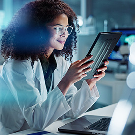 Student working in lab environment