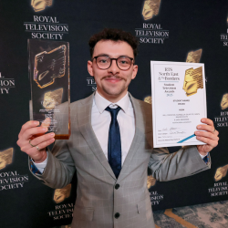 Will Croston pictured holding his RTS award