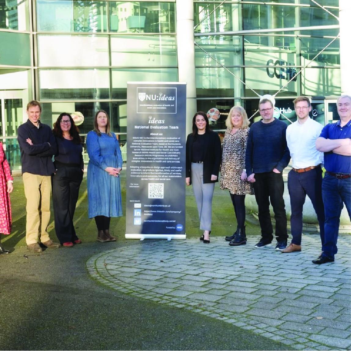 The IDEAS-NET Team (L-R), Dr Eduwin Pakpahan, Professor Tracy Finch, Dr Sebastian Potthoff, Professor Katie Haighton, Professor Angela Bate (Co-Director), Professor Sonia Dalkin (Co-Director), Professor Joanne Gray, Professor Tom Sanders, Dr Jason Scott (Deputy Director), Professor Darren Flynn, Jamie Taylor (Project Manager) 