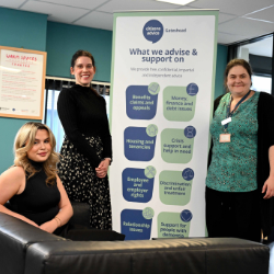 Elle Fox, Lyndsey Bengtsson and Arianne Graven at Citizens Advice, Gateshead