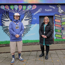 Northumbria University Graphic Design student, Adam Graham, with Director of Converge Northumbria, Ally Hunter-Byron. 