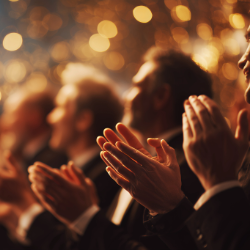 people clapping at an awards ceremony