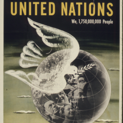 a united nations poster depicting a dove