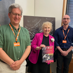 Professor Howard Reed from Northumbria University, Irene Campbell MP, Chair of the All-Party Parliamentary Group on Phasing Out Animal Experiments in Medical Research, and Professor Elliott Johnson from Northumbria University.