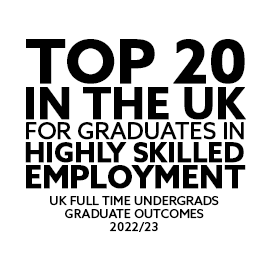 Top 20 in the UK for graduates in highly skilled employment (UK Full Time Undergrads Graduate Outcomes 2022/23)