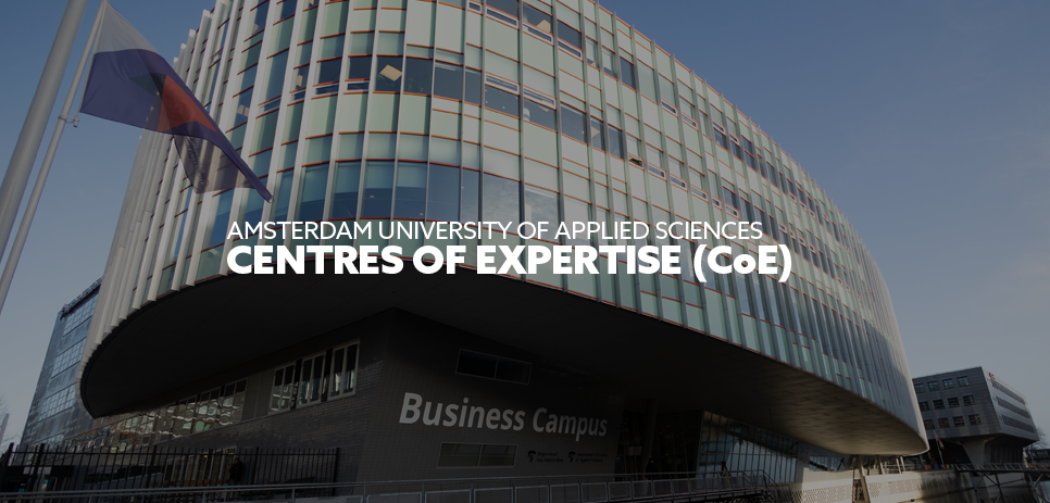 Image: Exterior shot of Corry Tendeloo Building (CTH). Text: "AUAS - Centres of Expertise"