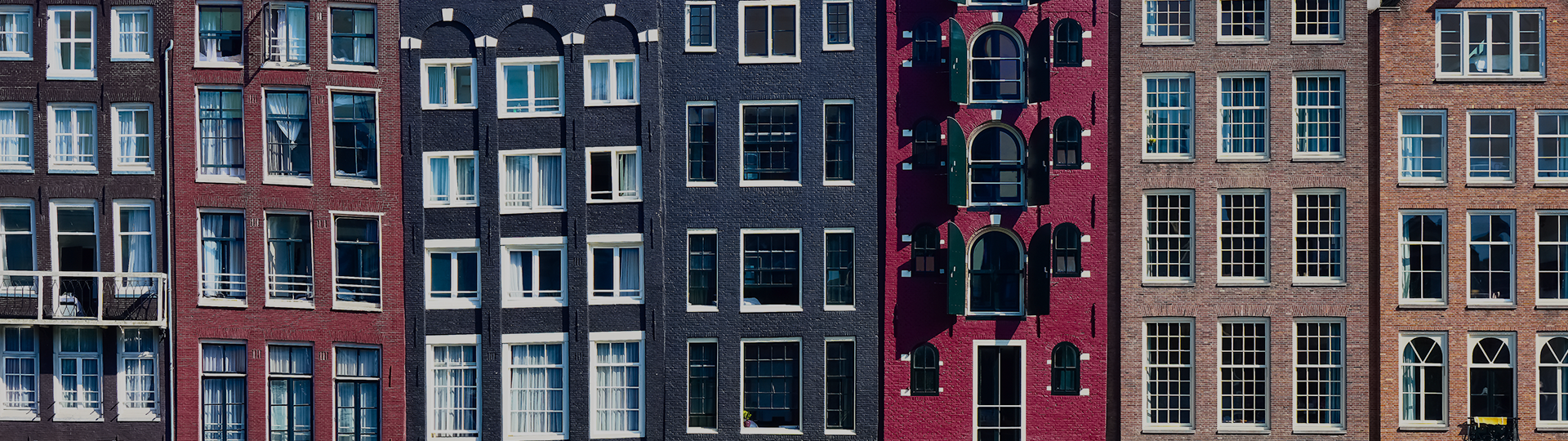 Houses along canals in Amsterdam.
