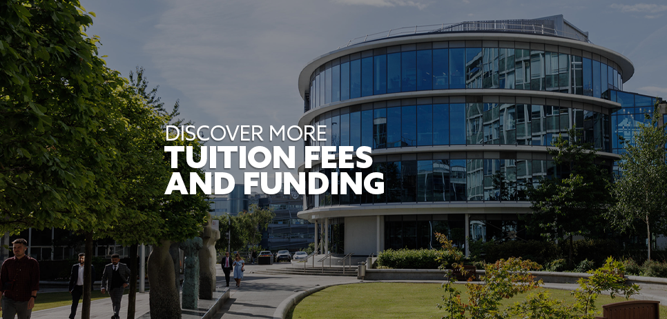 Image: Northumbria University, Newcastle City Campus. Text: "Tuition fees and funding - discover more"