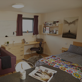 Image: inside of a studio at Trinity Square accommodation