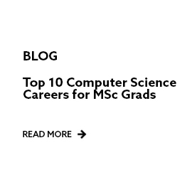 title: Top 10 computer science careers for MSc Grads - white background with black text