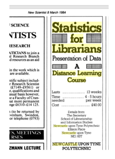 Statistics for Librarians - A Distance Learning Course