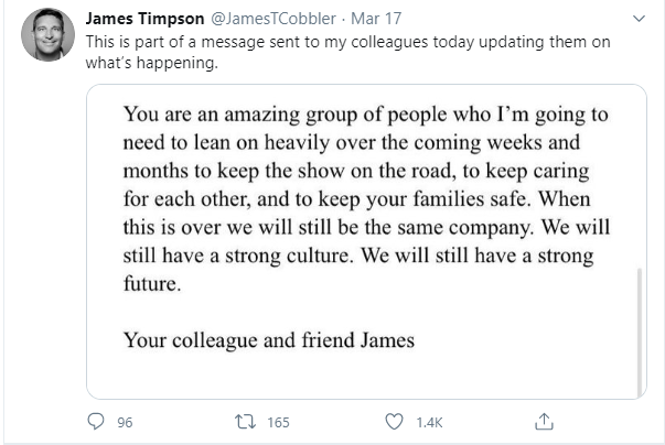 Tweet from James Timpson