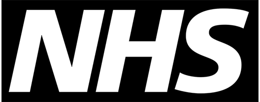 NHS logo white letters on black background