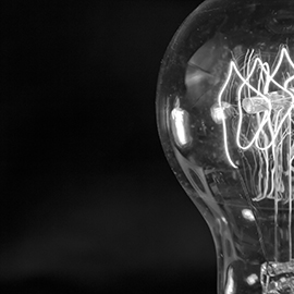 Black and white image of a light bulb