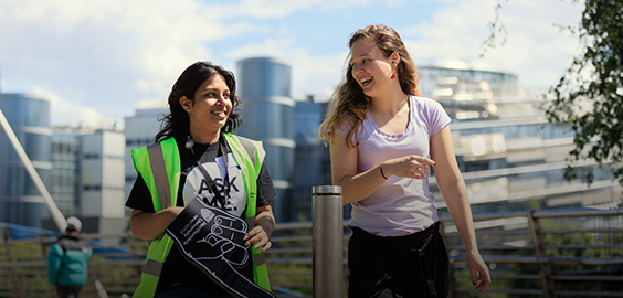 Two people at an open day