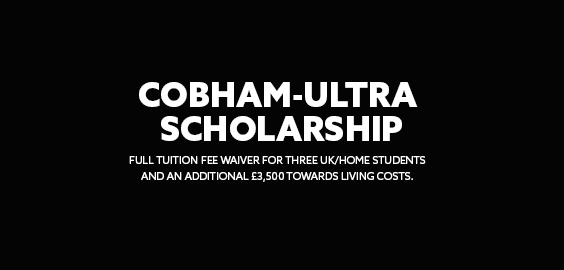 white text on black backdrop reading "Cobham-Ultra Scholarship"