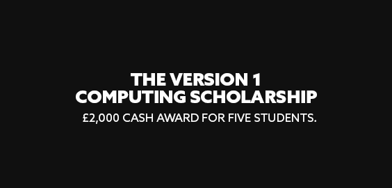 white text on black background: "The Version 1 Computing Scholarship"