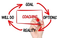 goals, options, reality and will all surrounding the word coaching