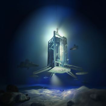 Caption: Rendered image of sea drilling in Antarctica