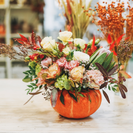 flowers in pumpkin
