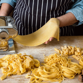 pasta coming out of machine