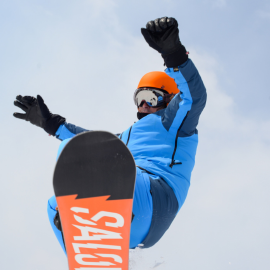 person on snowboard