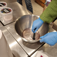 rubber gloves in bowl