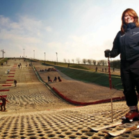 woman on ski slope