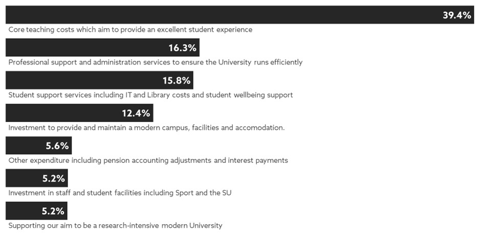 How income is spent by the university 