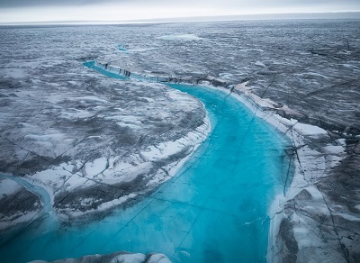 Blue river in artic environment