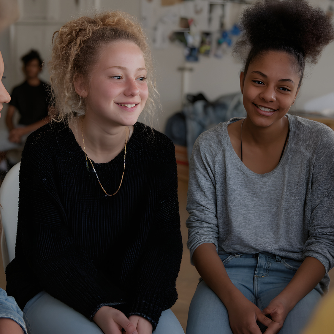 Two female students sitting