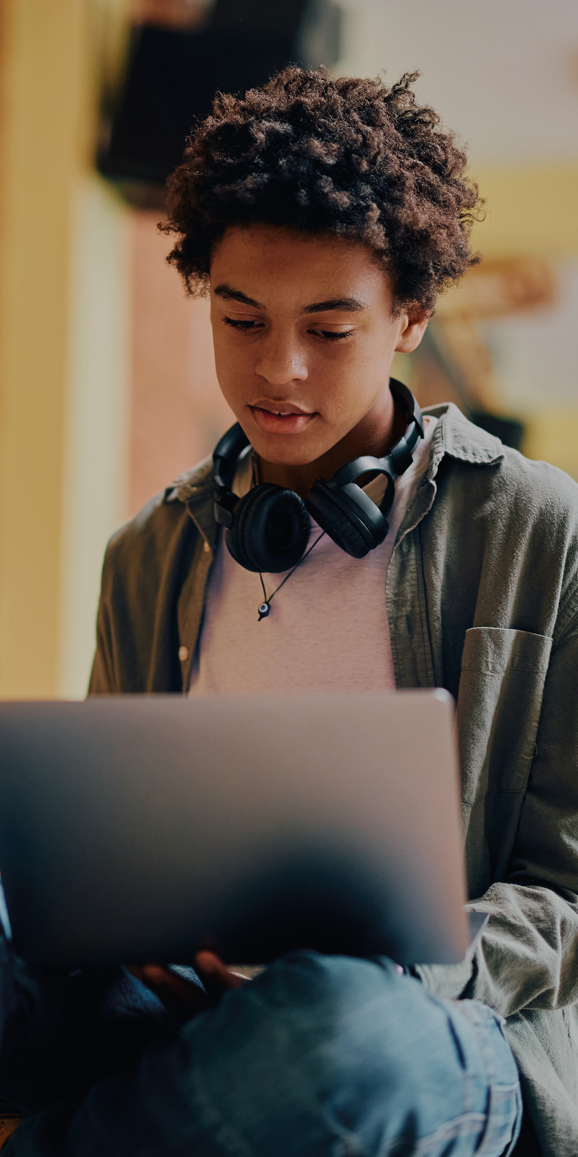 Male student on a computer