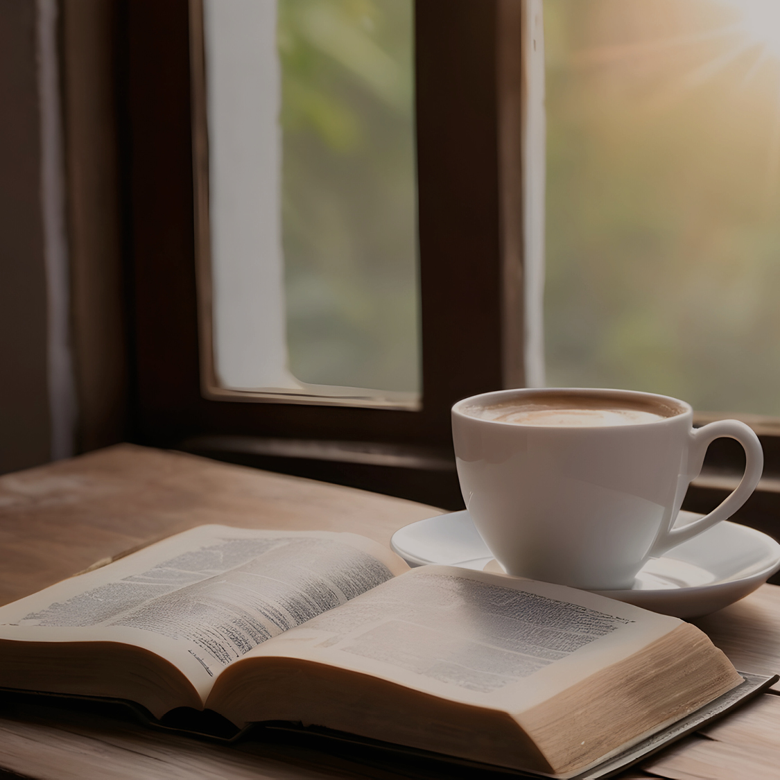 Book of Faith and Cup on table
