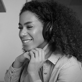 woman with headphones