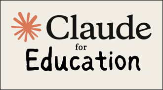 Claude for Education Logo black text on beige background
