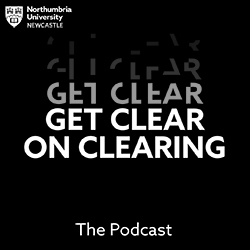 white text on a black background 'get clear on clearing- the podcast'