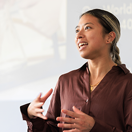 Student presenting to the class