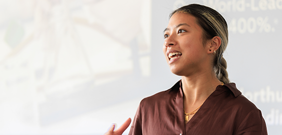 Student presenting to the class