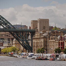 Newcastle quayside market from across the river