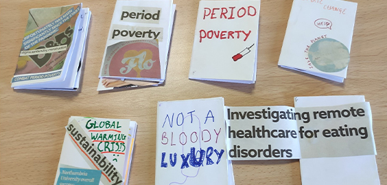 Various leaflets about social issues designed by students