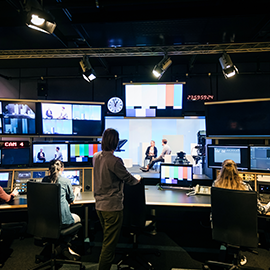 Students working in TV studio