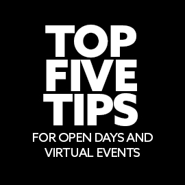 Top five tips text on black background