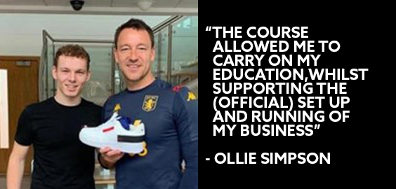 Picture of Ollie next to trainer with qoute