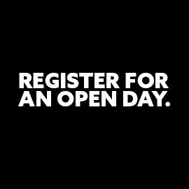 Register for an Open day text
