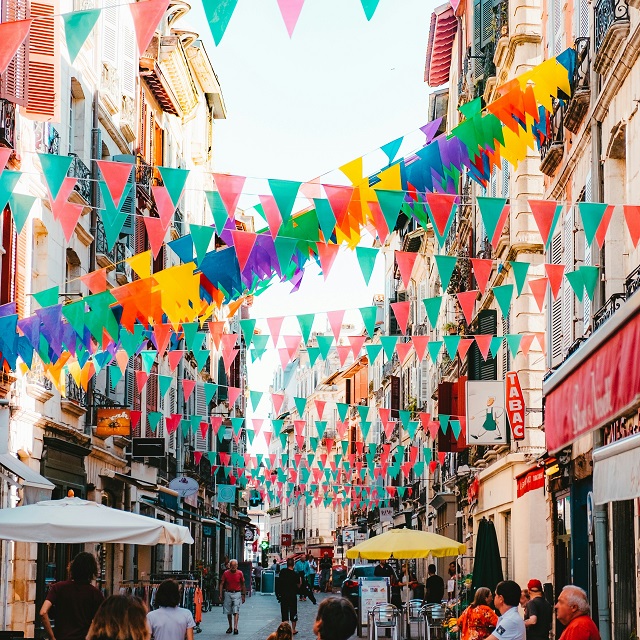 busy urban street party